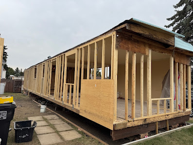 Exterior structure framed in timber