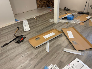 Flooring installation in progress