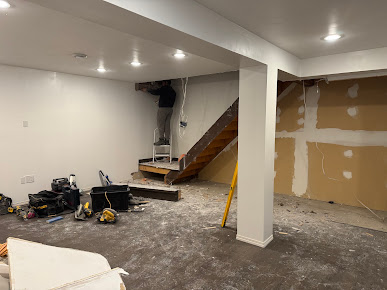Basement renovation and finishing in progress