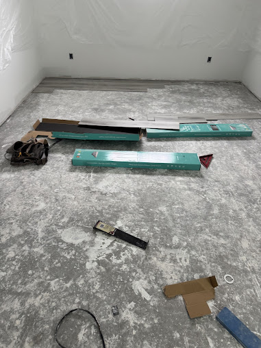 Flooring preparation in progress